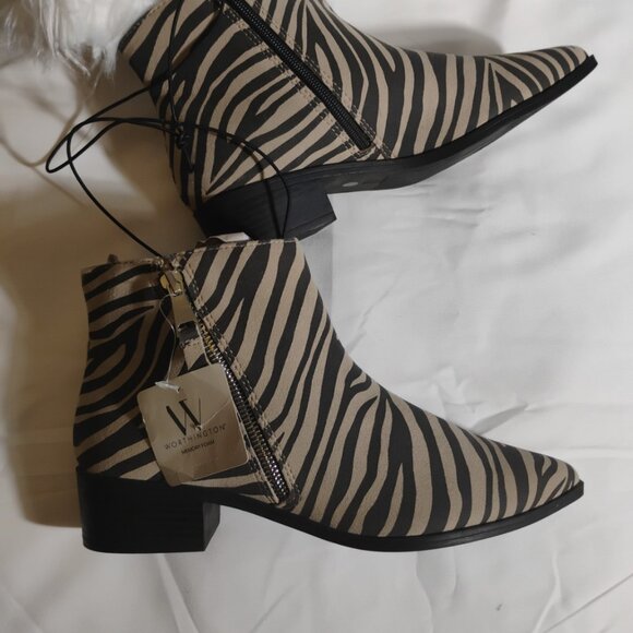 Worthington Zebra Print Ankle Boots Pointed Toe Side Zip NWT Women’s 9 - Picture 2 of 5